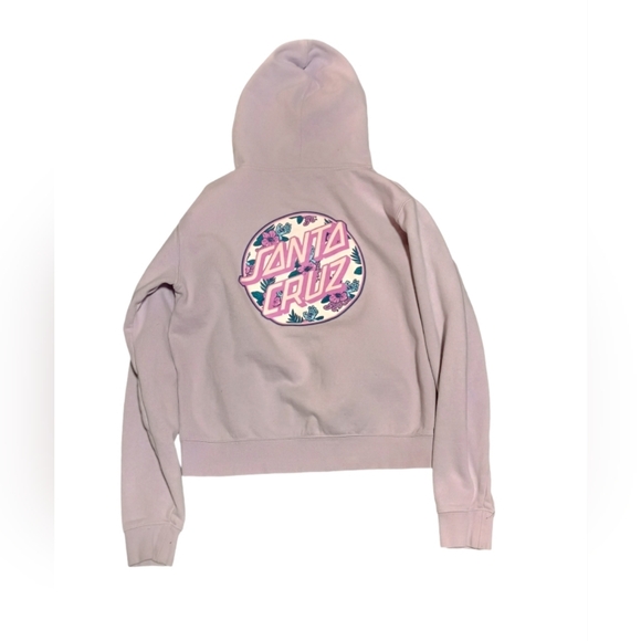 Santa Cruz Skateboards Light Pink Hoodie with Floral Design Youth Size Medium - Picture 2 of 3
